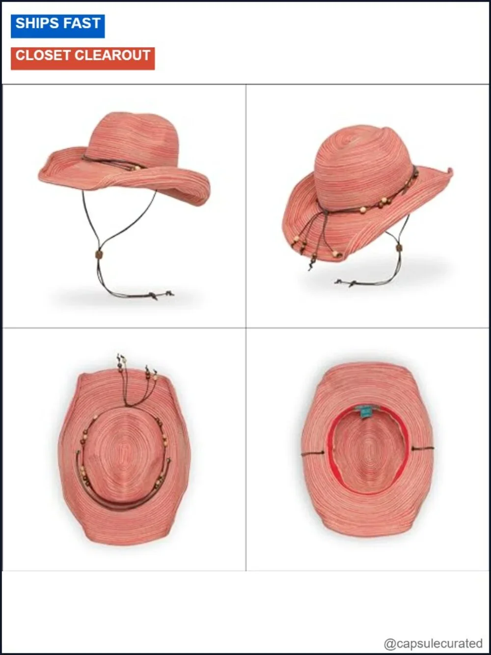 UPF 50+ Western Sun Hat, Recycled Polyester Braid, Shapeable Brim, Adjustable